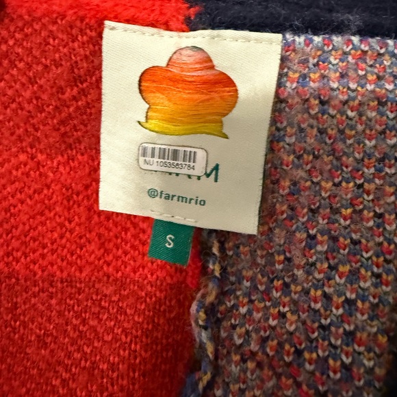 Farm Rio Forest Striped Cardigan Patchwork Floral Knit Sweater Womens S - Picture 12 of 12